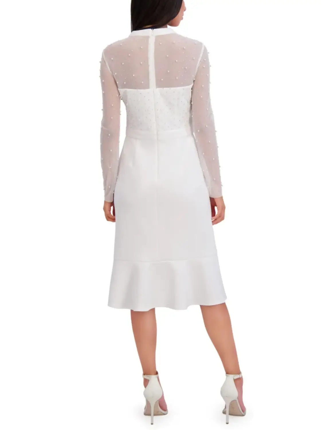 Perlenillusion-Midi-Kleid mit Stehkragen