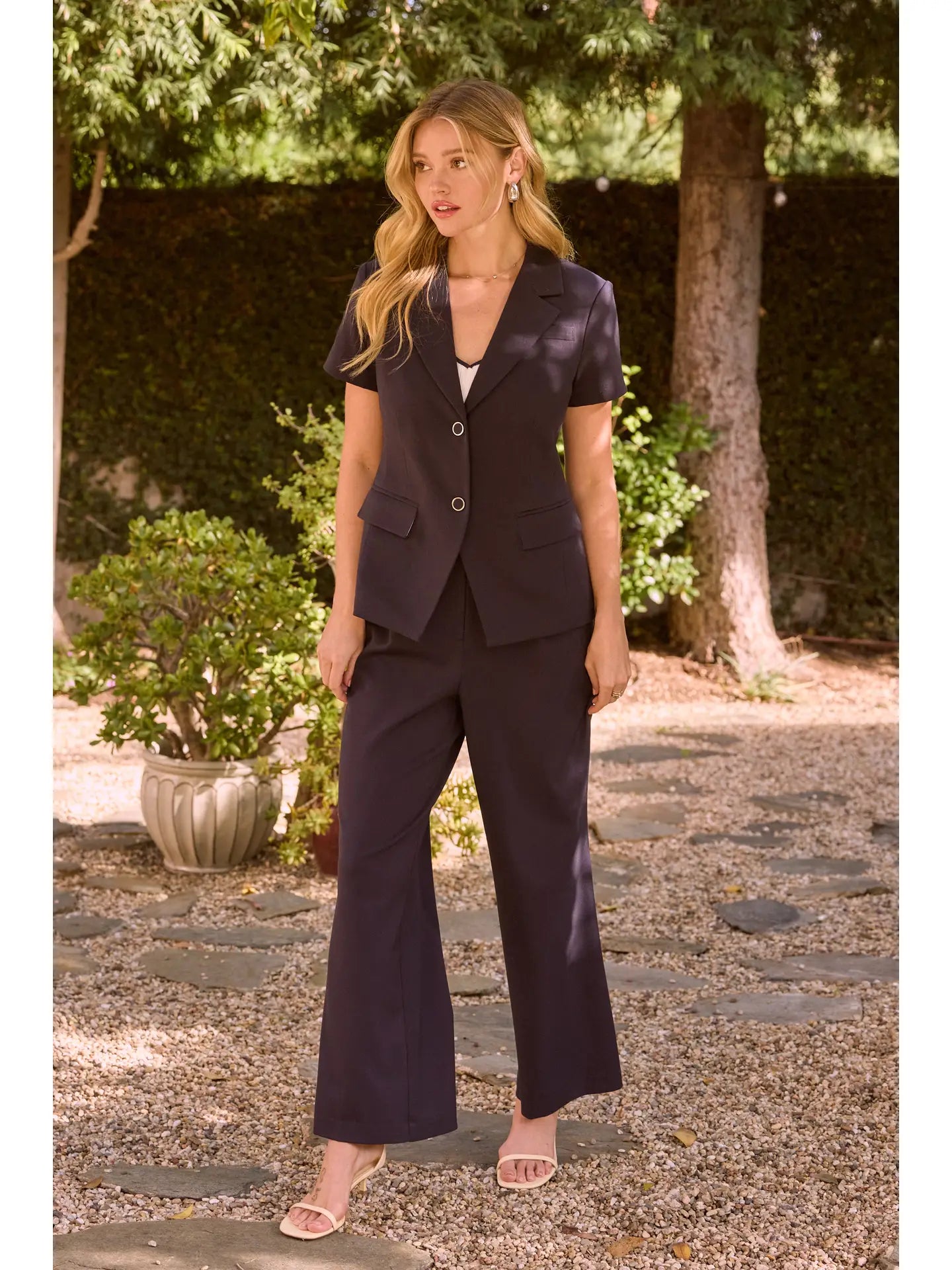 Short Sleeve Two-Button Blazer