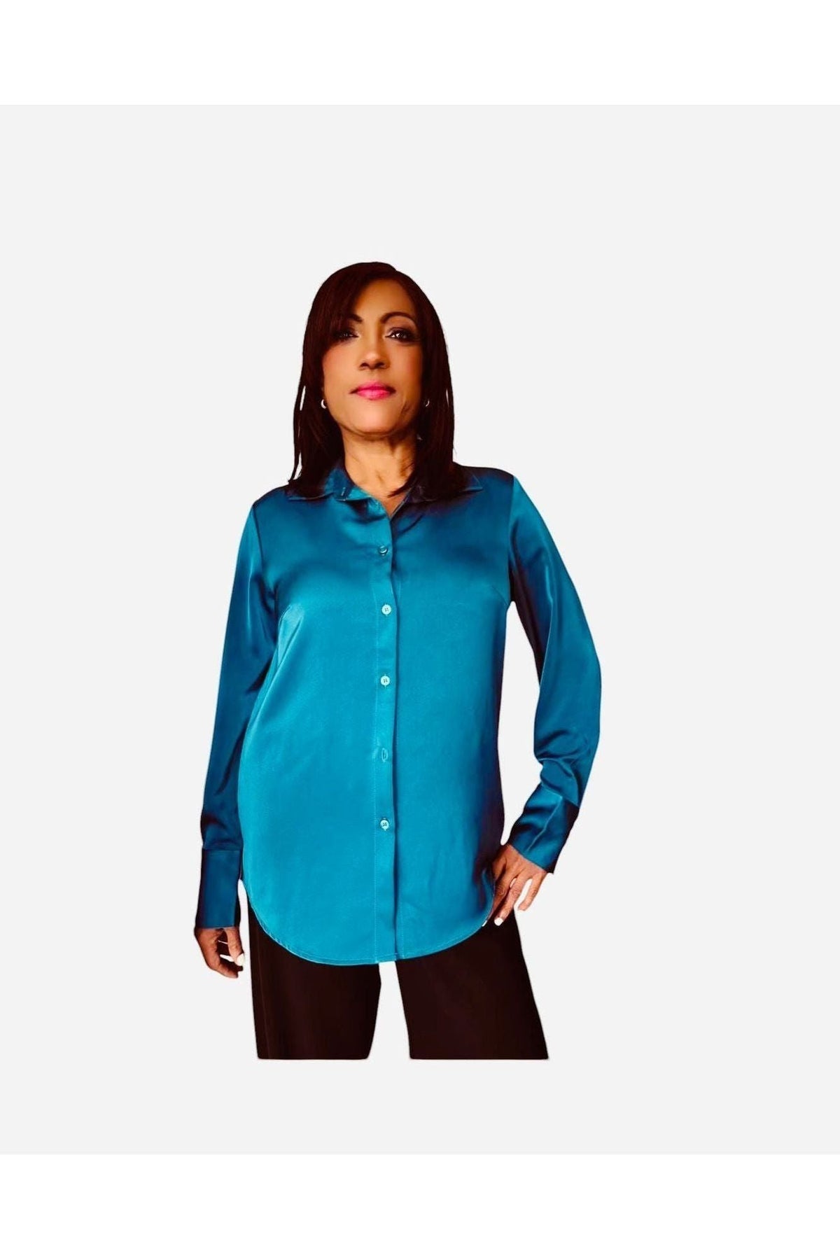 Satin-Long Sleeve Shirt - D-S Fashion Sophisticated Boutique