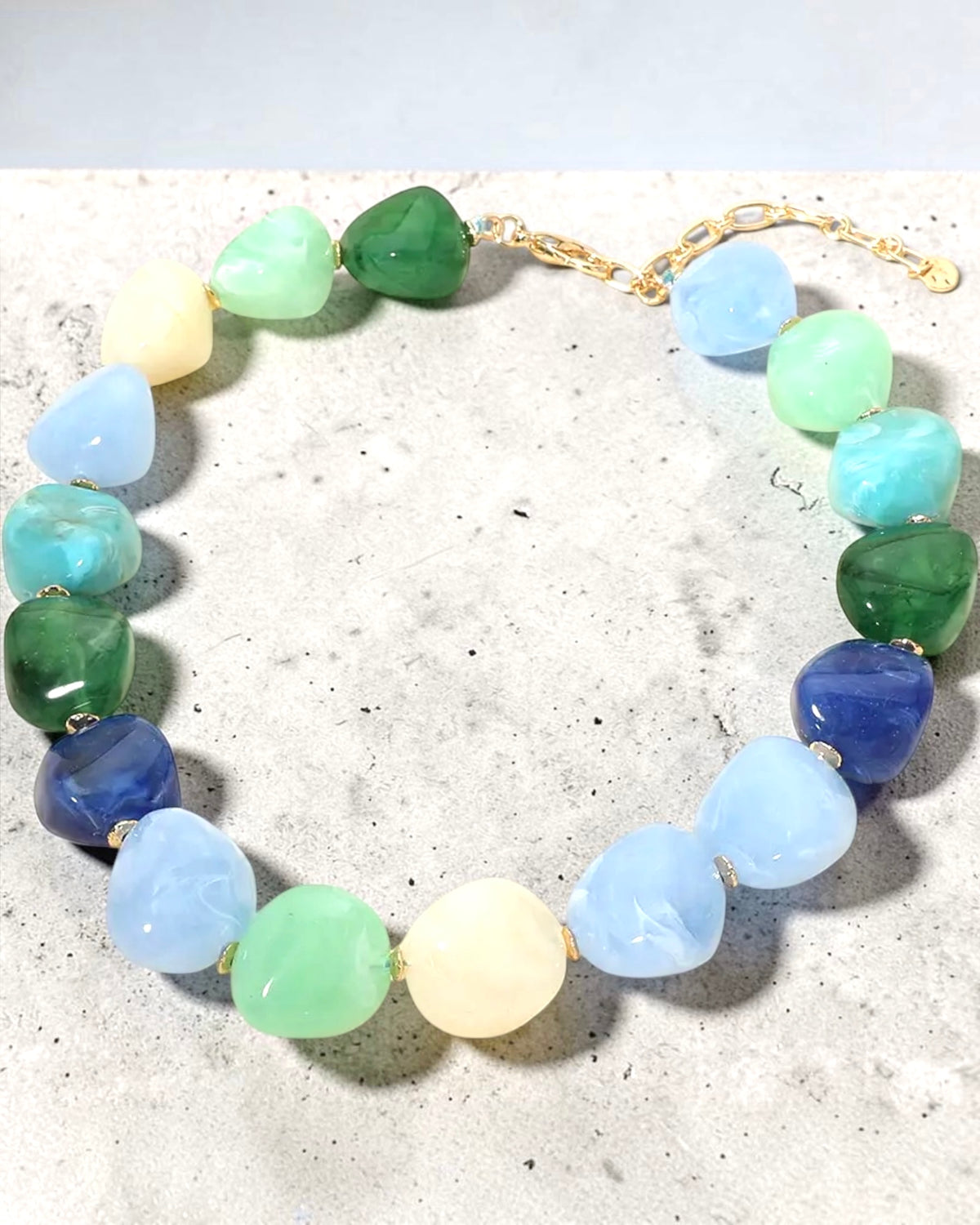 Chunky Marbled Beaded Statement Necklace