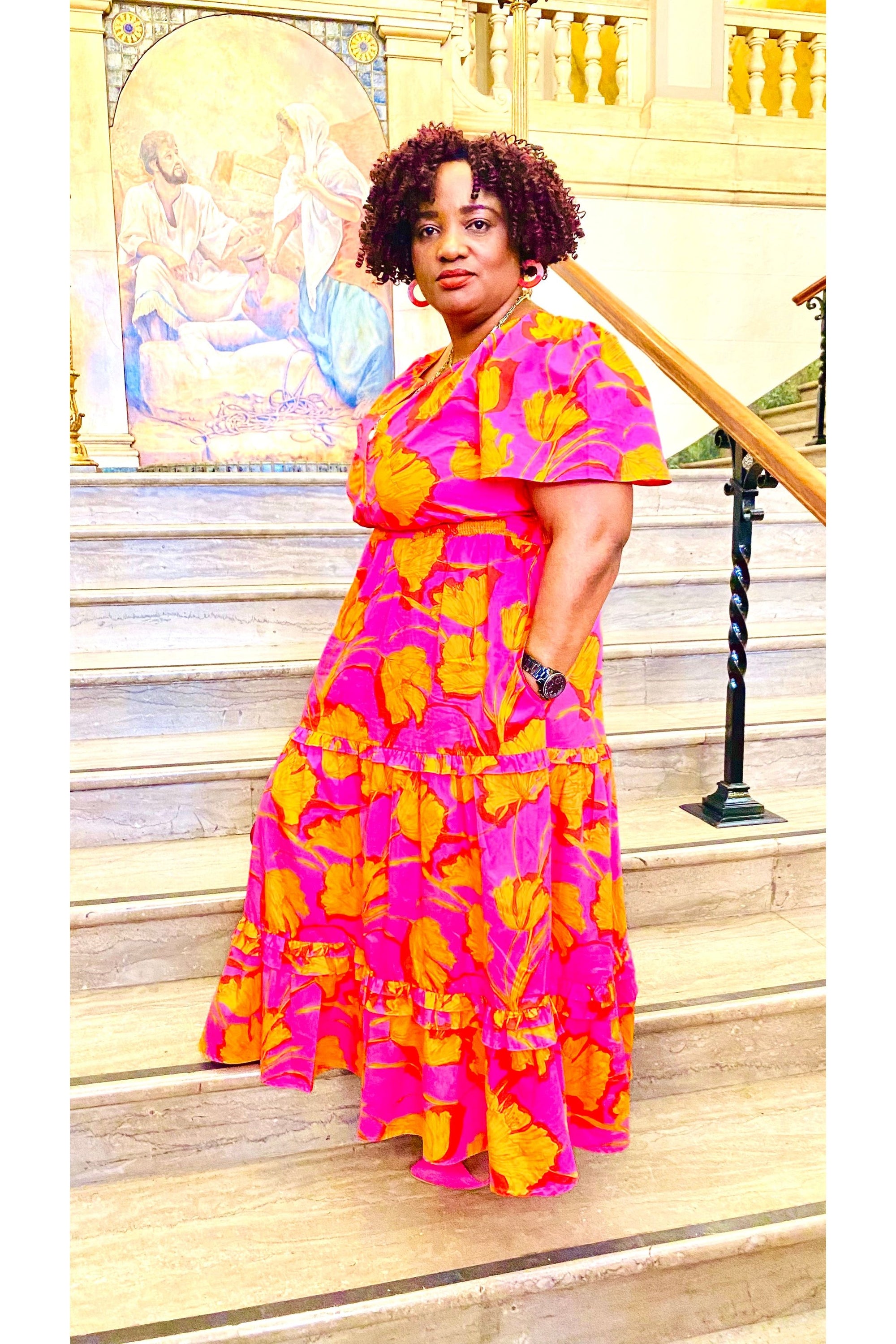 Fuchsia- Orange Dress - D-S Fashion Sophisticated Boutique