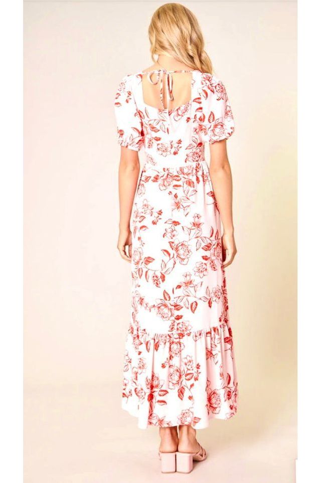 Pink and Red Peony MIDI Dress - D-S Fashion Sophisticated Boutique
