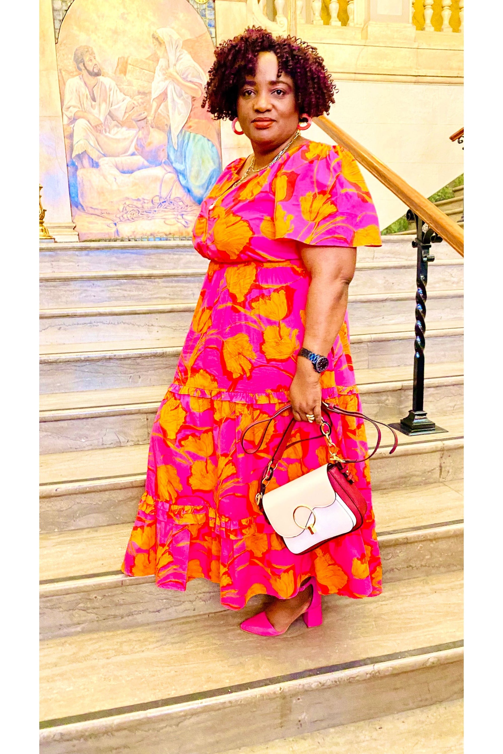 Fuchsia- Orange Dress - D-S Fashion Sophisticated Boutique