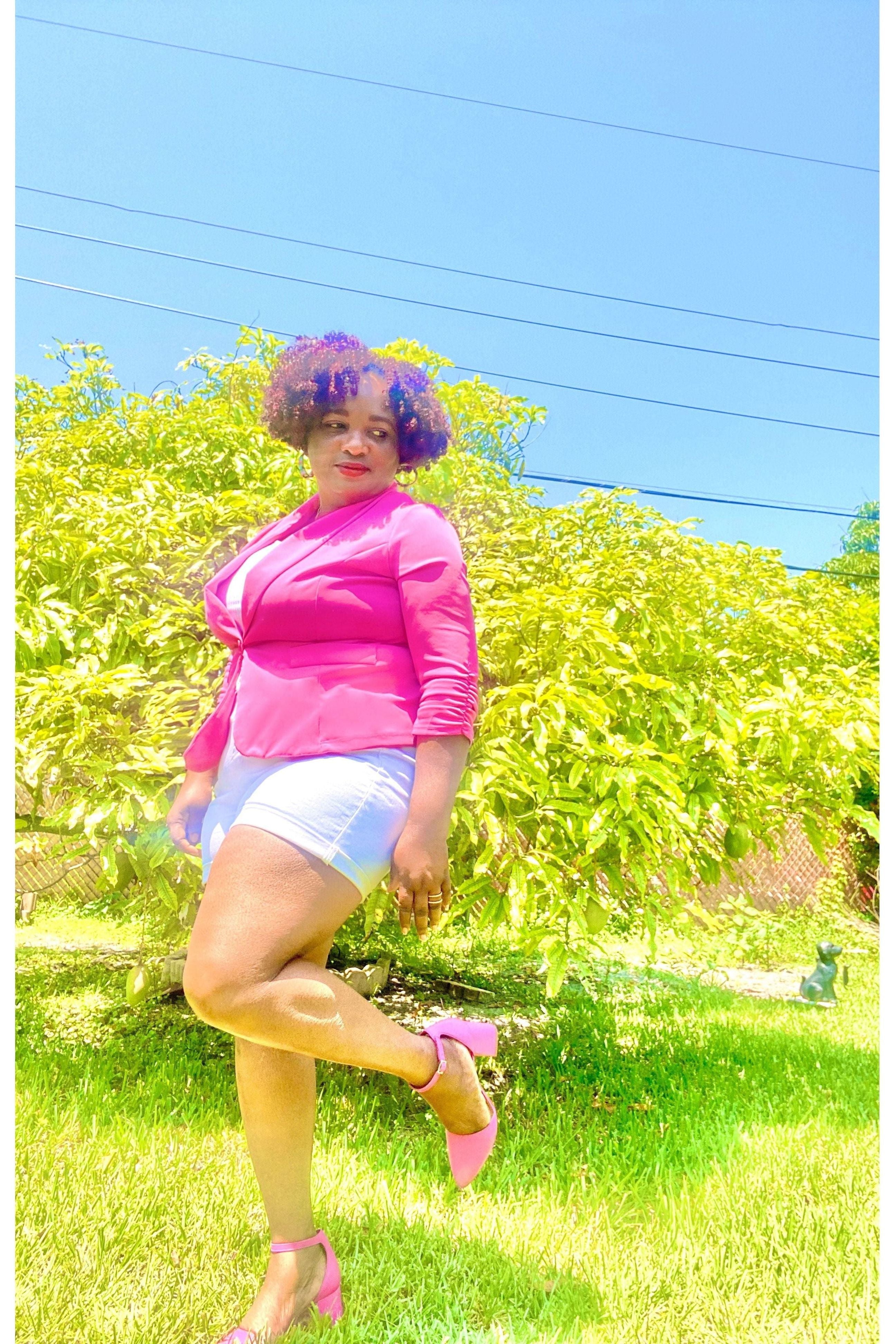 Exquisite Hot Pink Plus size Blazer - D-S Fashion Sophisticated Boutique