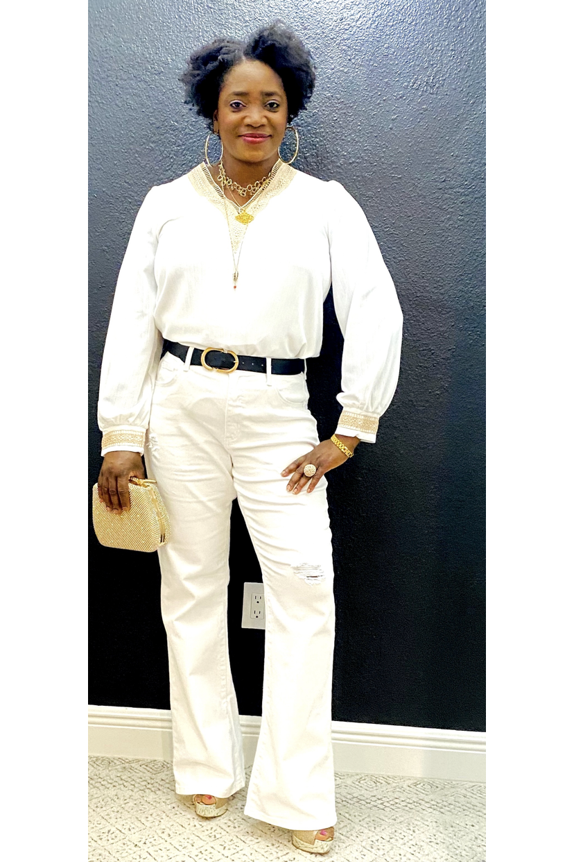 Semi Sheer Crochet Trim V-Neck Blouse - Fashion Sophisticated Boutique