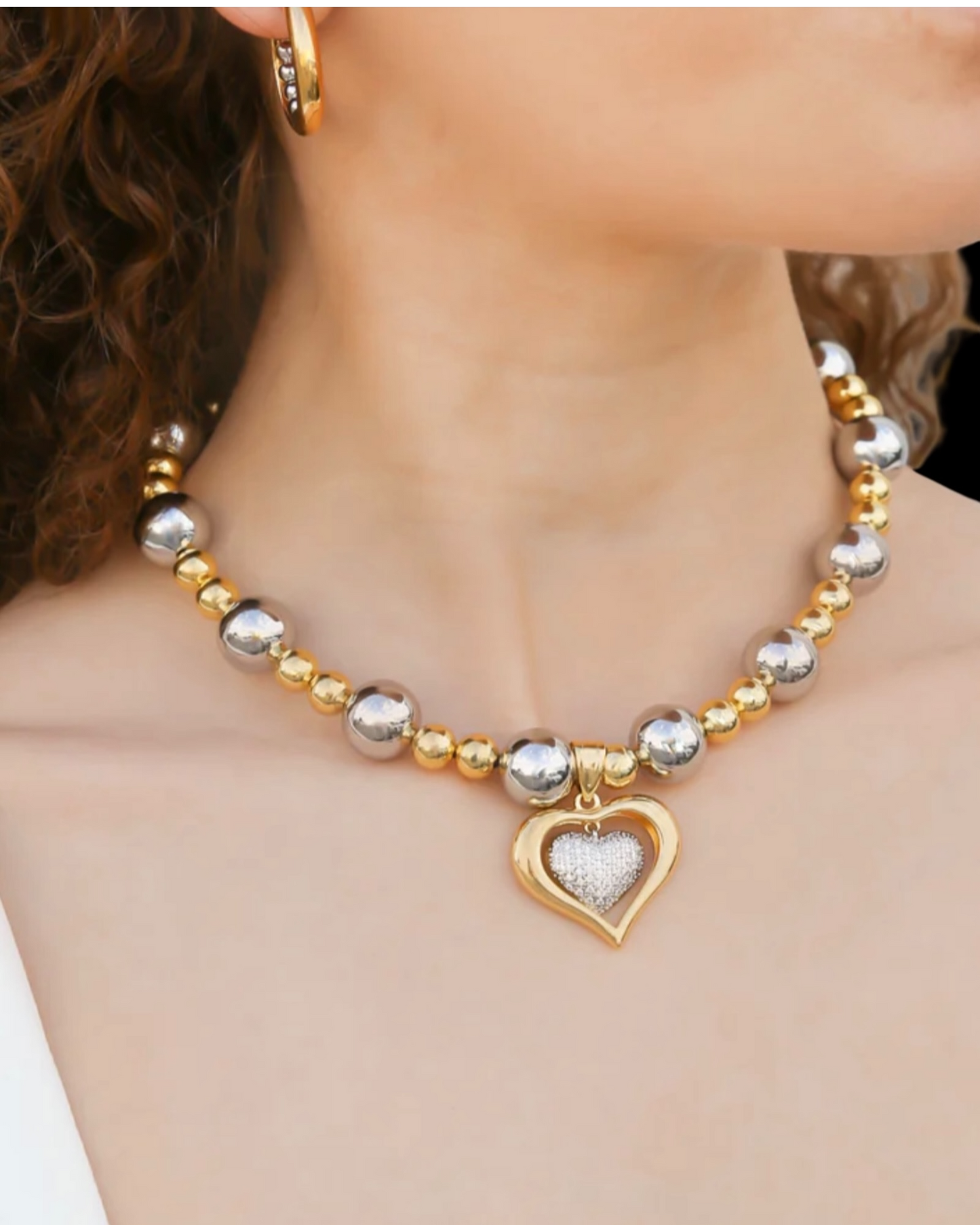 Two Tone Heart Necklace