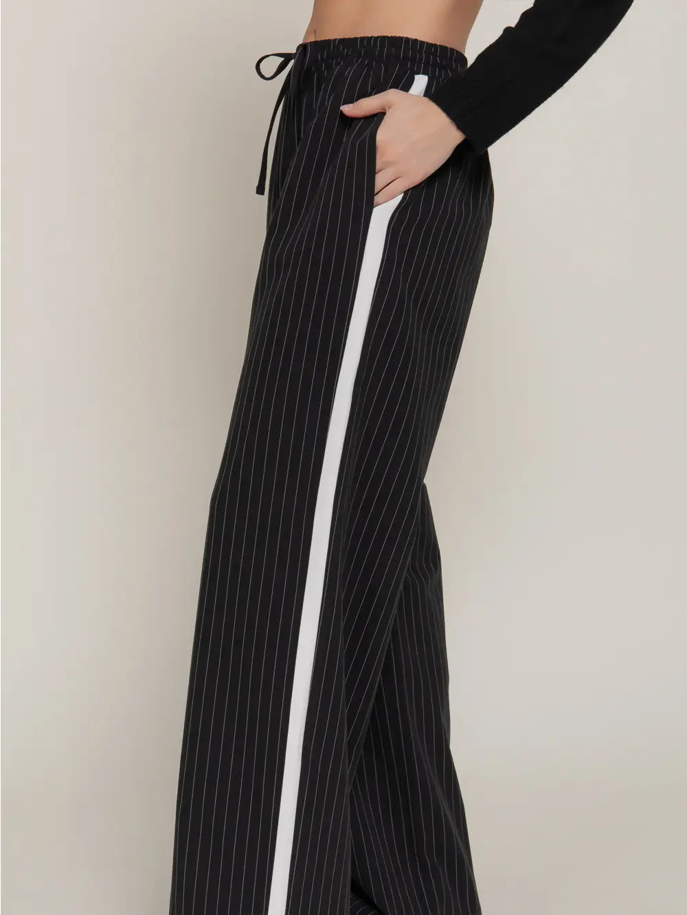 Side Stripe Pants with Drawstring