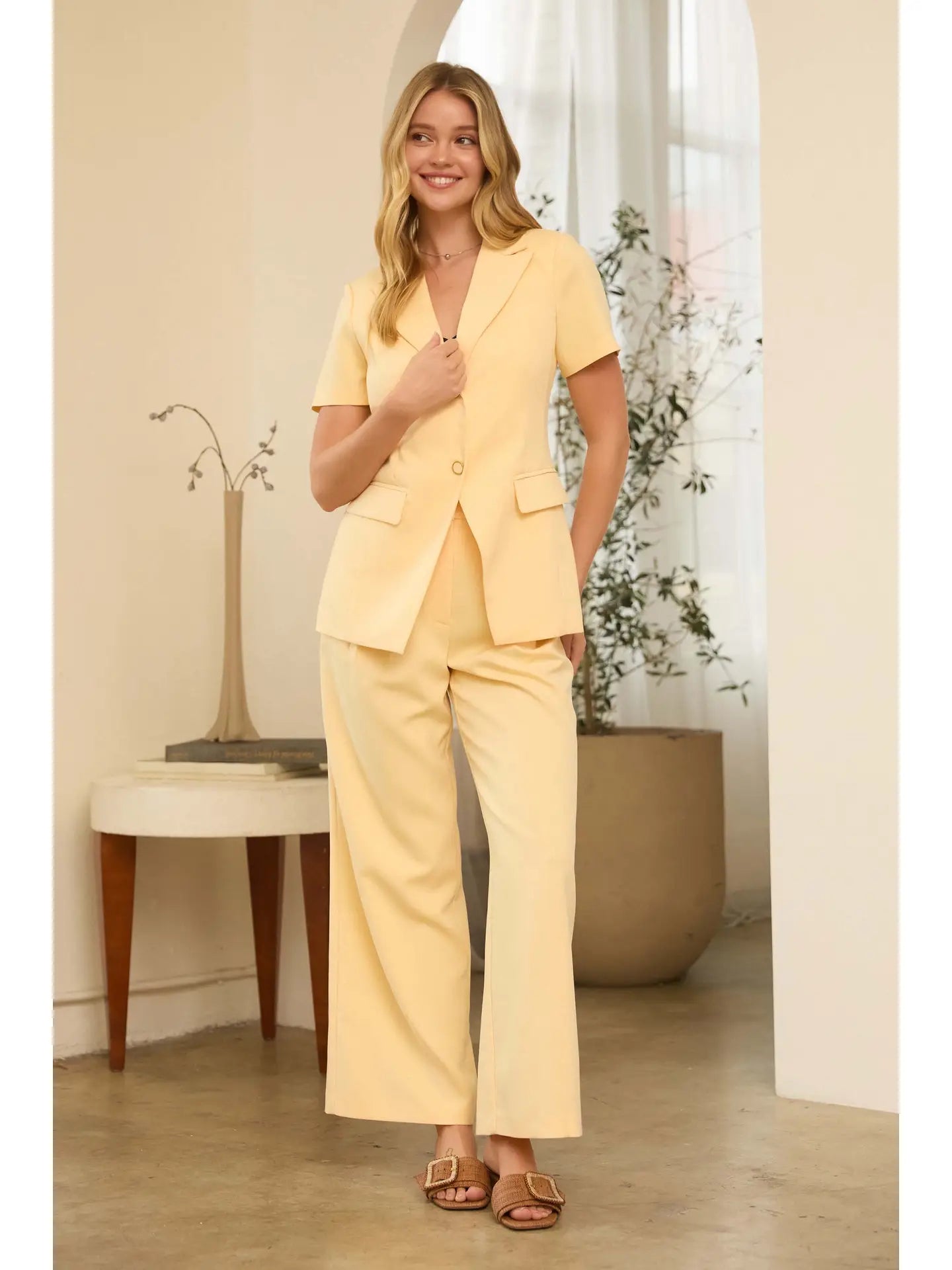 Short Sleeve Two-Button Blazer