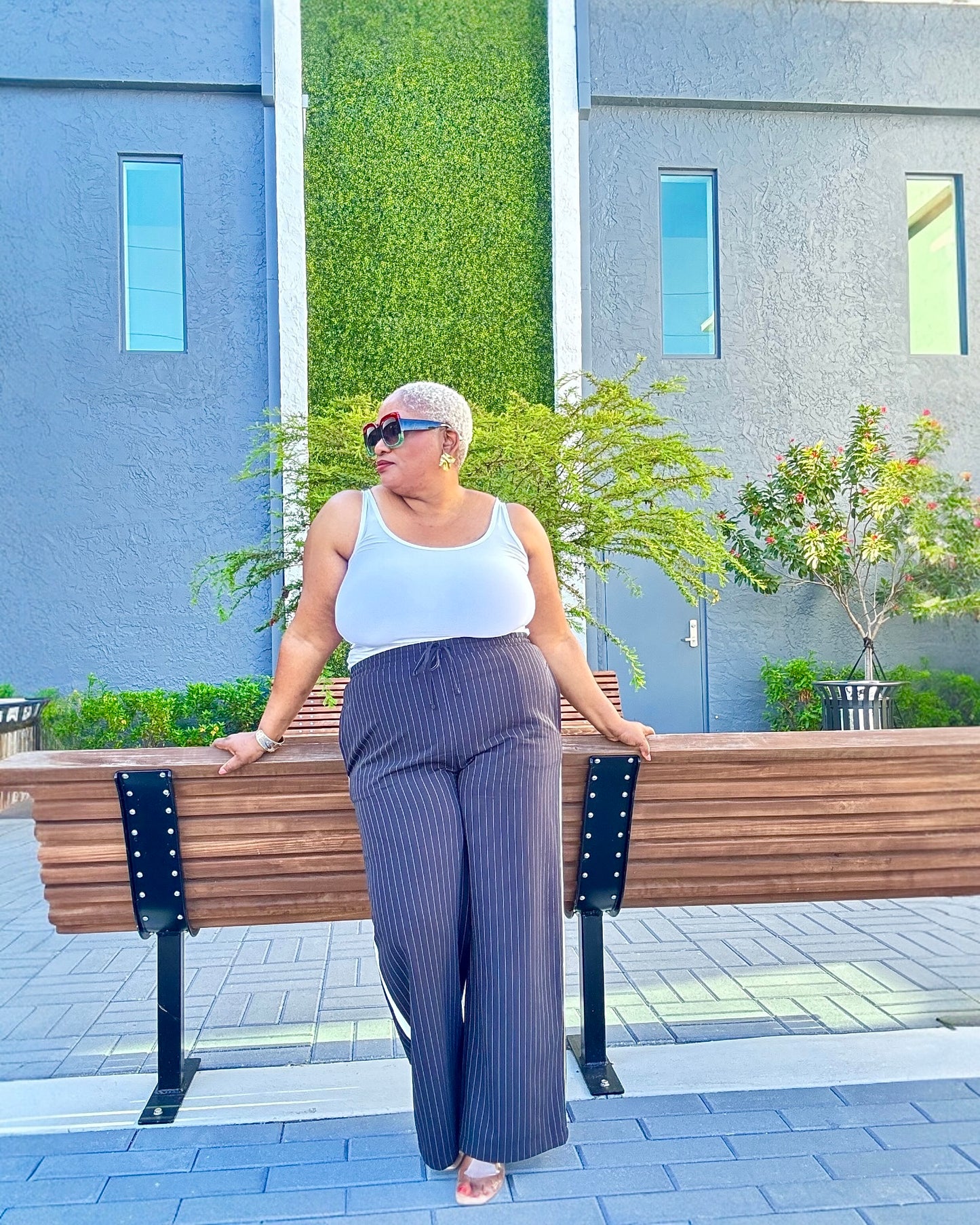 Side Stripe Pants with Drawstring