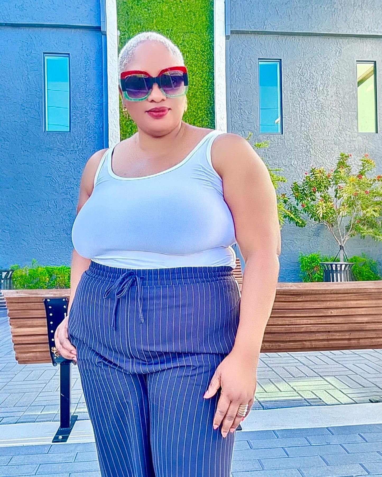 Side Stripe Pants with Drawstring