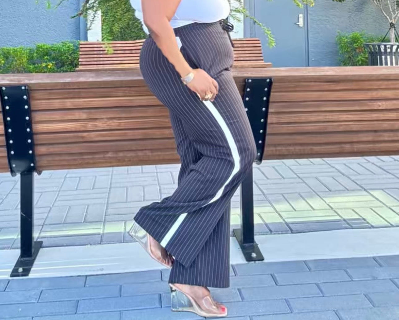 Side Stripe Pants with Drawstring