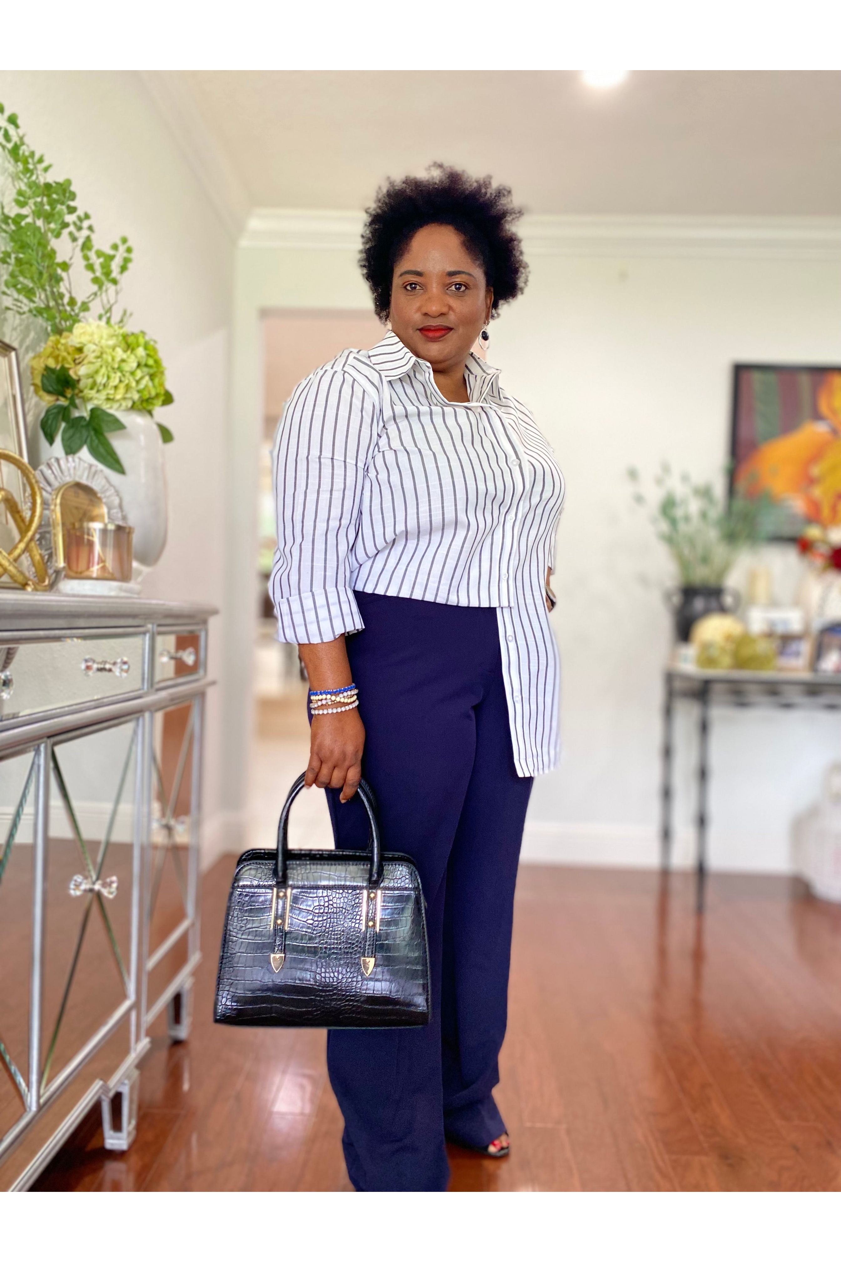 Striped Button Down Shirt - D-S Fashion Sophisticated Boutique