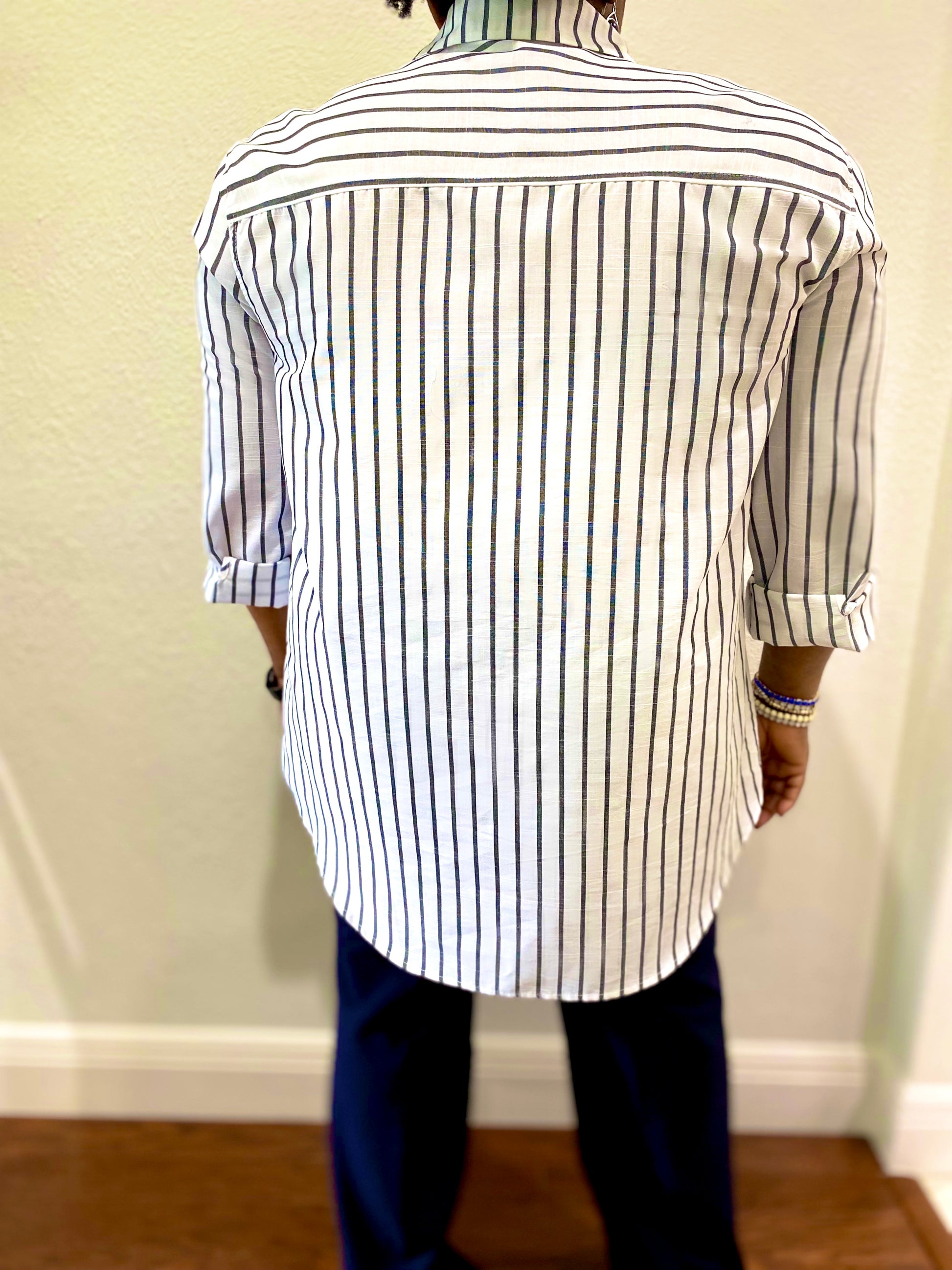 Striped Button Down Shirt - D-S Fashion Sophisticated Boutique