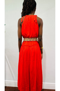 Pleated Halter Midi Dress - D-S Fashion Sophisticated Boutique