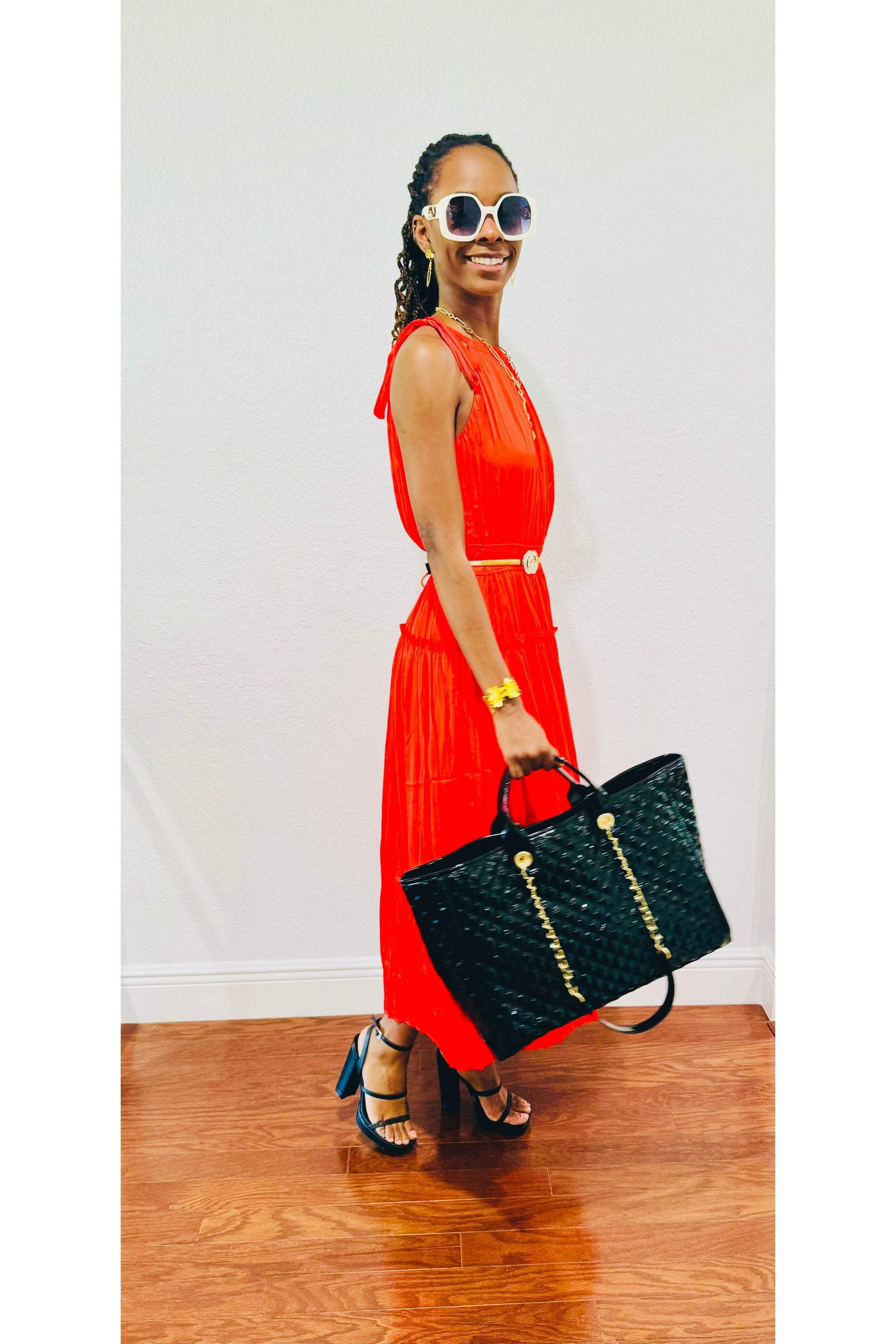 Pleated Halter Midi Dress - D-S Fashion Sophisticated Boutique