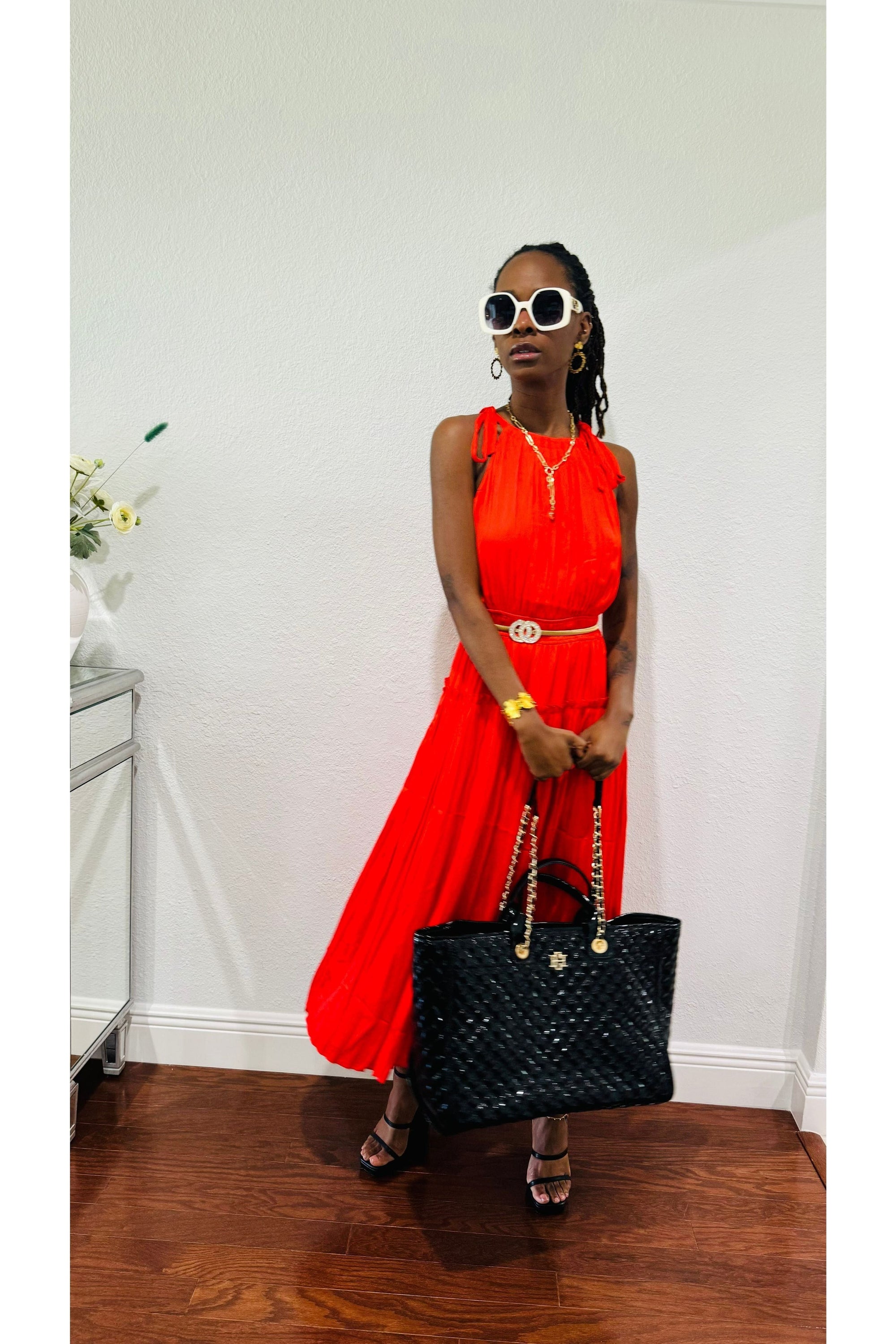 Pleated Halter Midi Dress - D-S Fashion Sophisticated Boutique