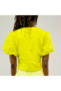 Poplin Bubble Sleeve Crop Top - D-S Fashion Sophisticated Boutique