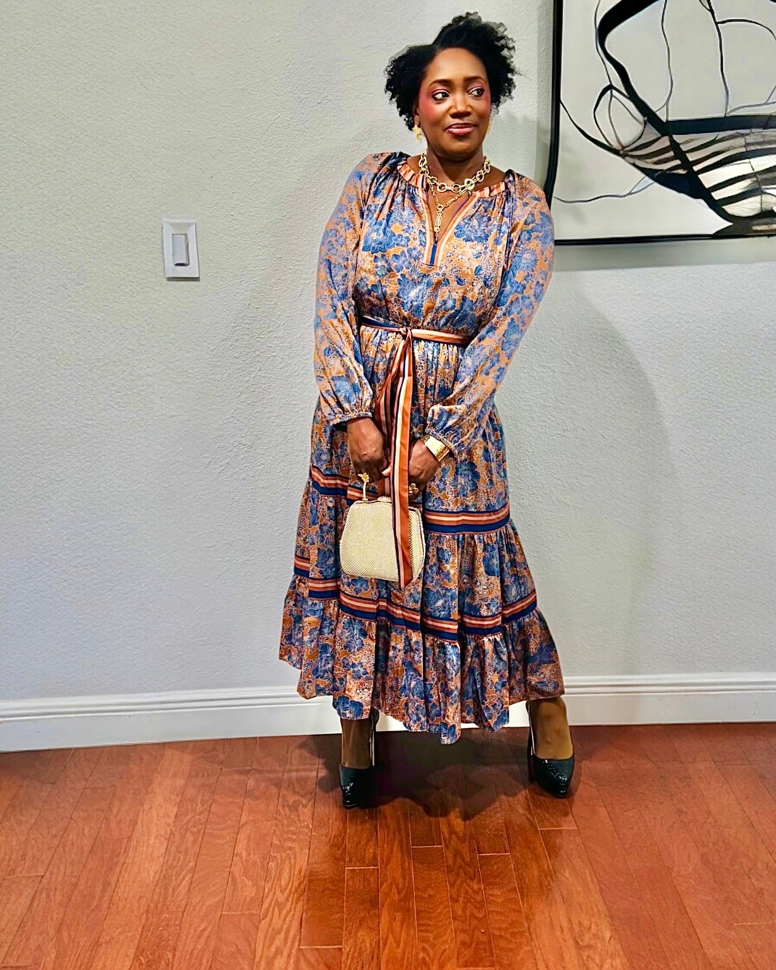 cobalt tropical print batwing sleeve split leg maxi dress cobalt tropical print batwing sleeve split leg maxi dress