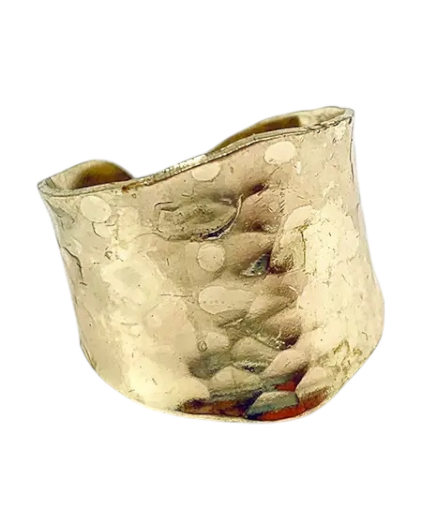 Gold Plated Adjustable Hammered Wide Band Ring