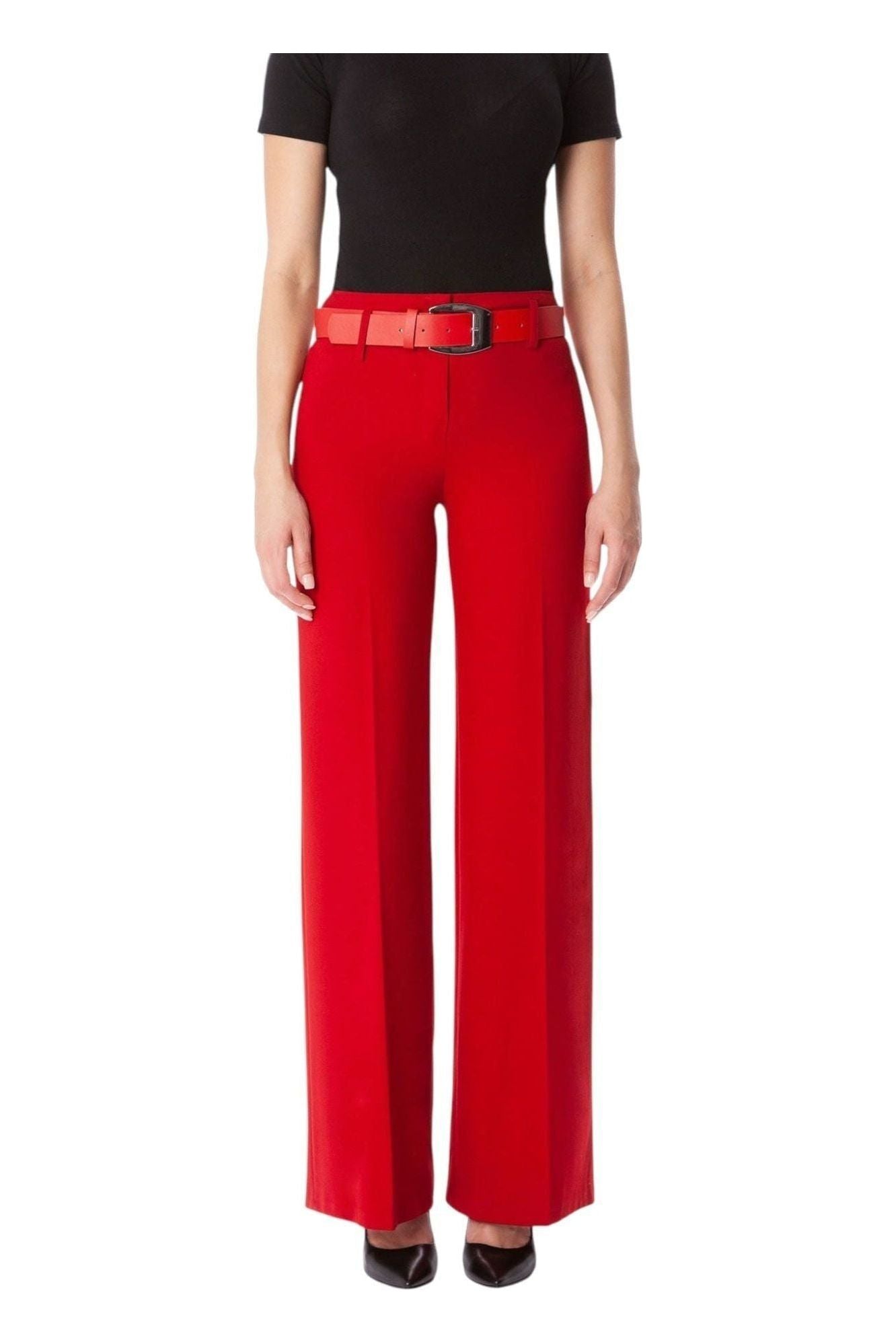 Red Wide Leg Belted Pants - D-S Fashion Sophisticated Boutique