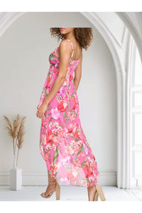 Printed Clipped Chiffon Dress - D-S Fashion Sophisticated Boutique