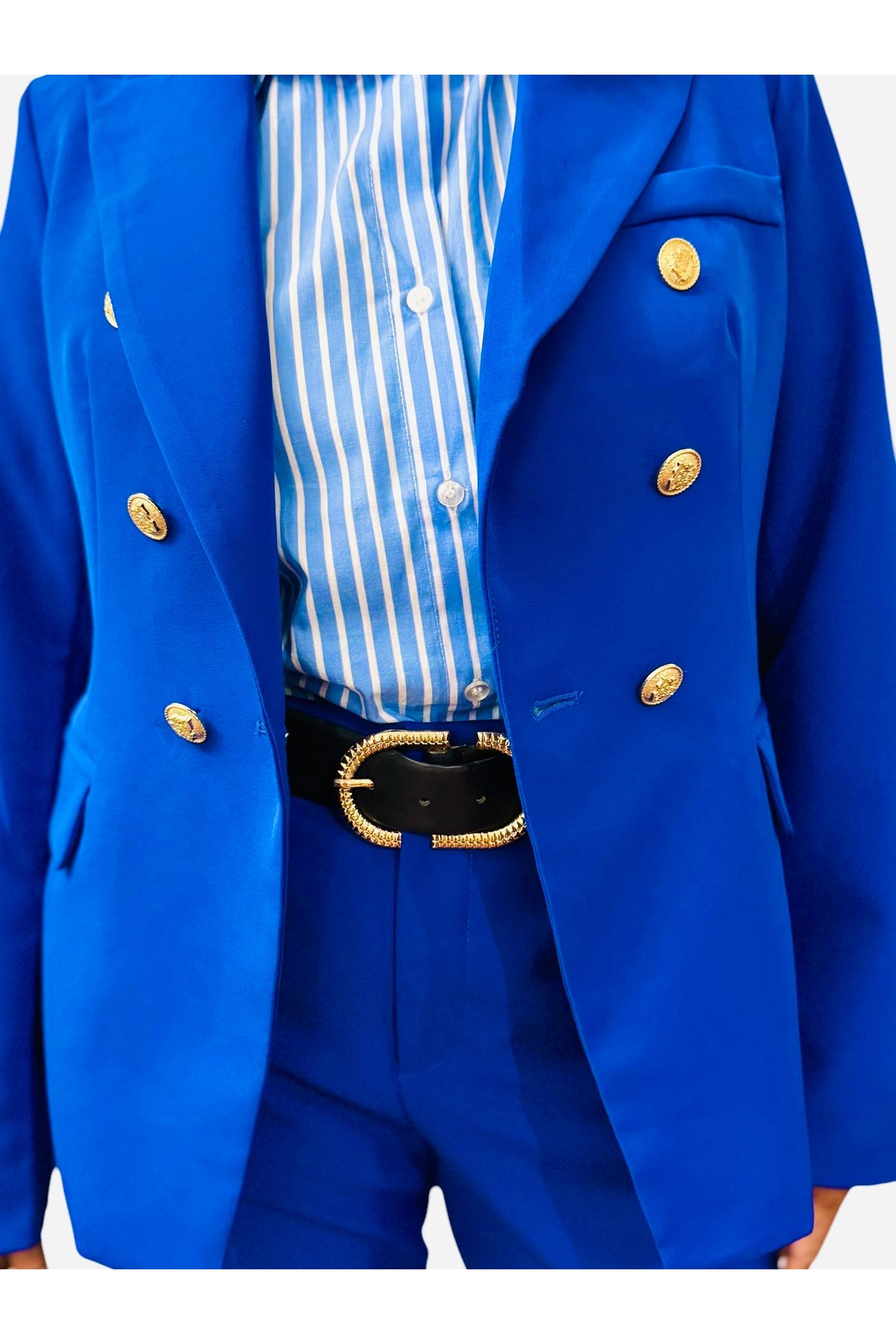 Timeless Double-Breasted Gold Button Blazer - D-S Fashion Sophisticated Boutique