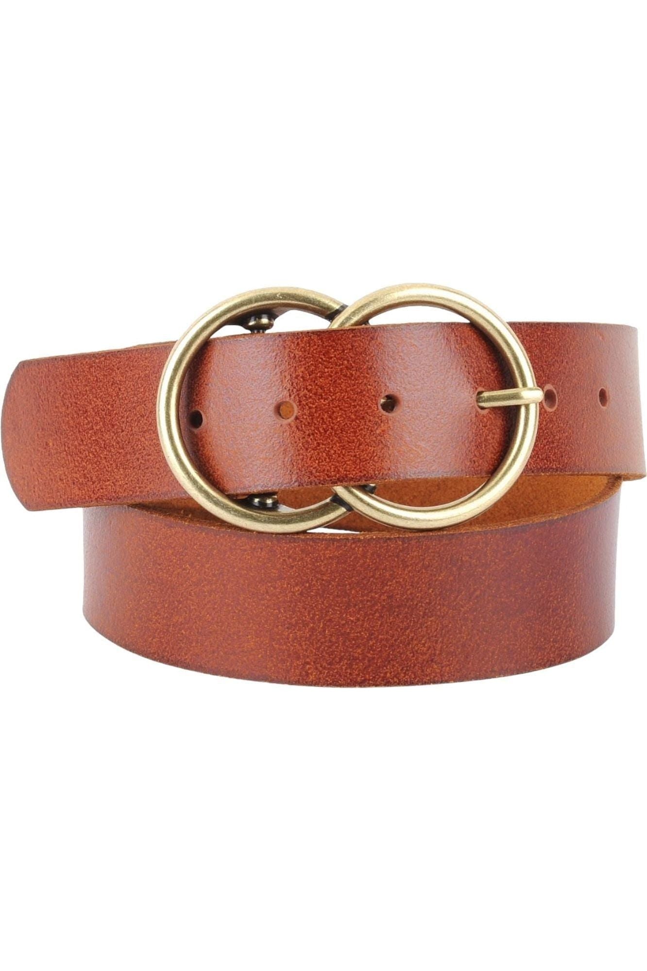 Double Circle Buckle Leather Belt - D-S Fashion Sophisticated Boutique