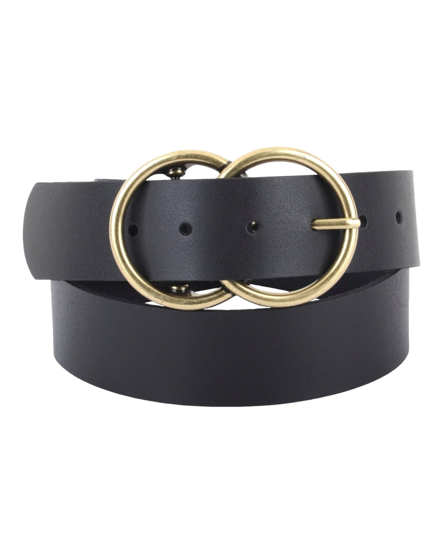 Double Circle Buckle Leather Belt