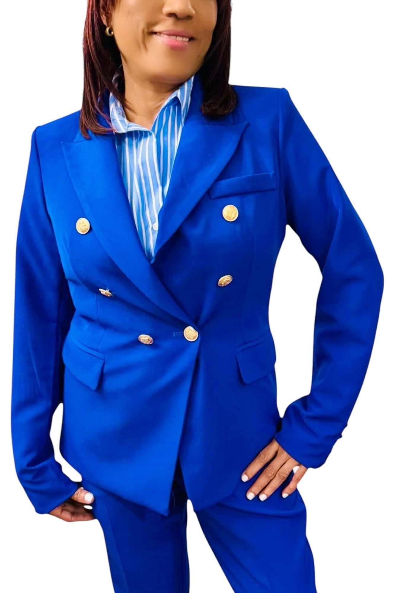 Timeless Double-Breasted Gold Button Blazer - D-S Fashion Sophisticated Boutique