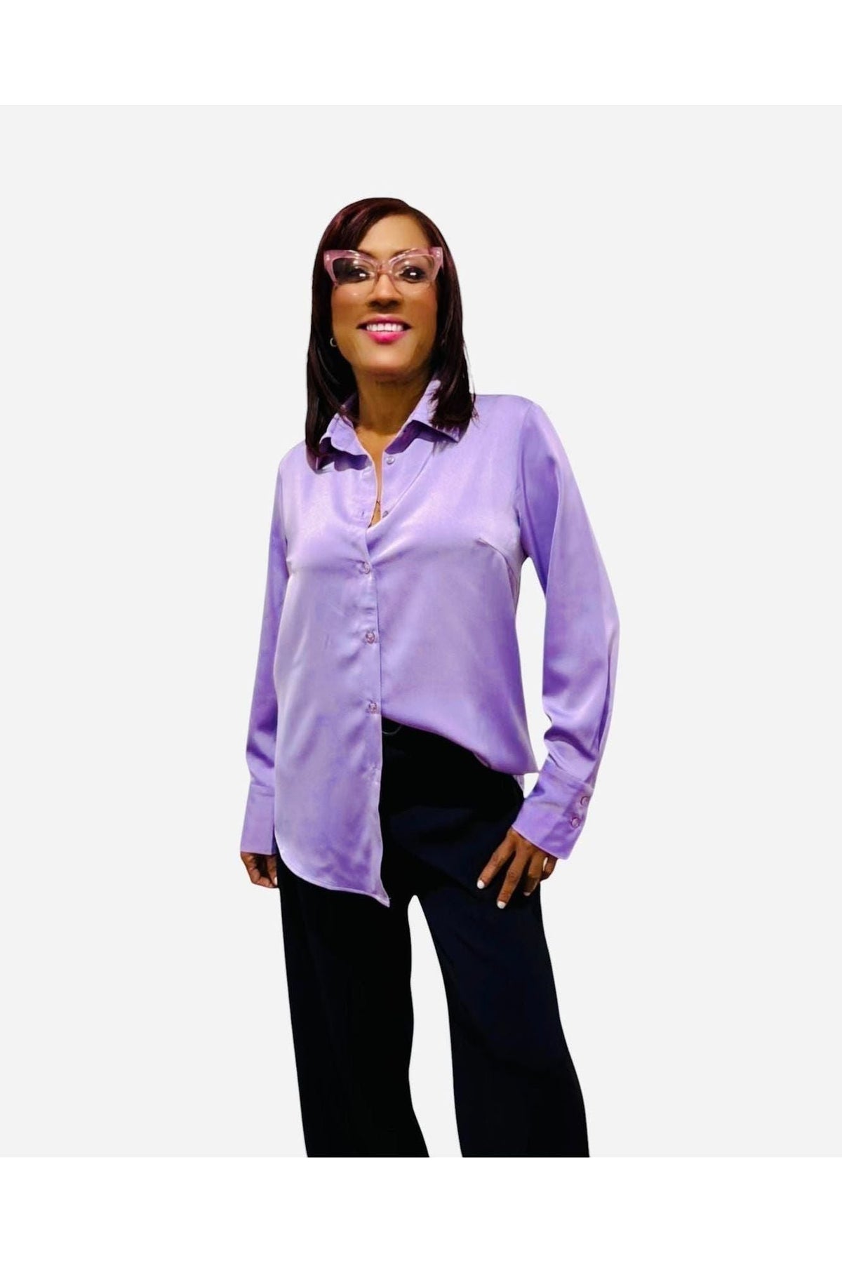 Satin-Long Sleeve Shirt - D-S Fashion Sophisticated Boutique