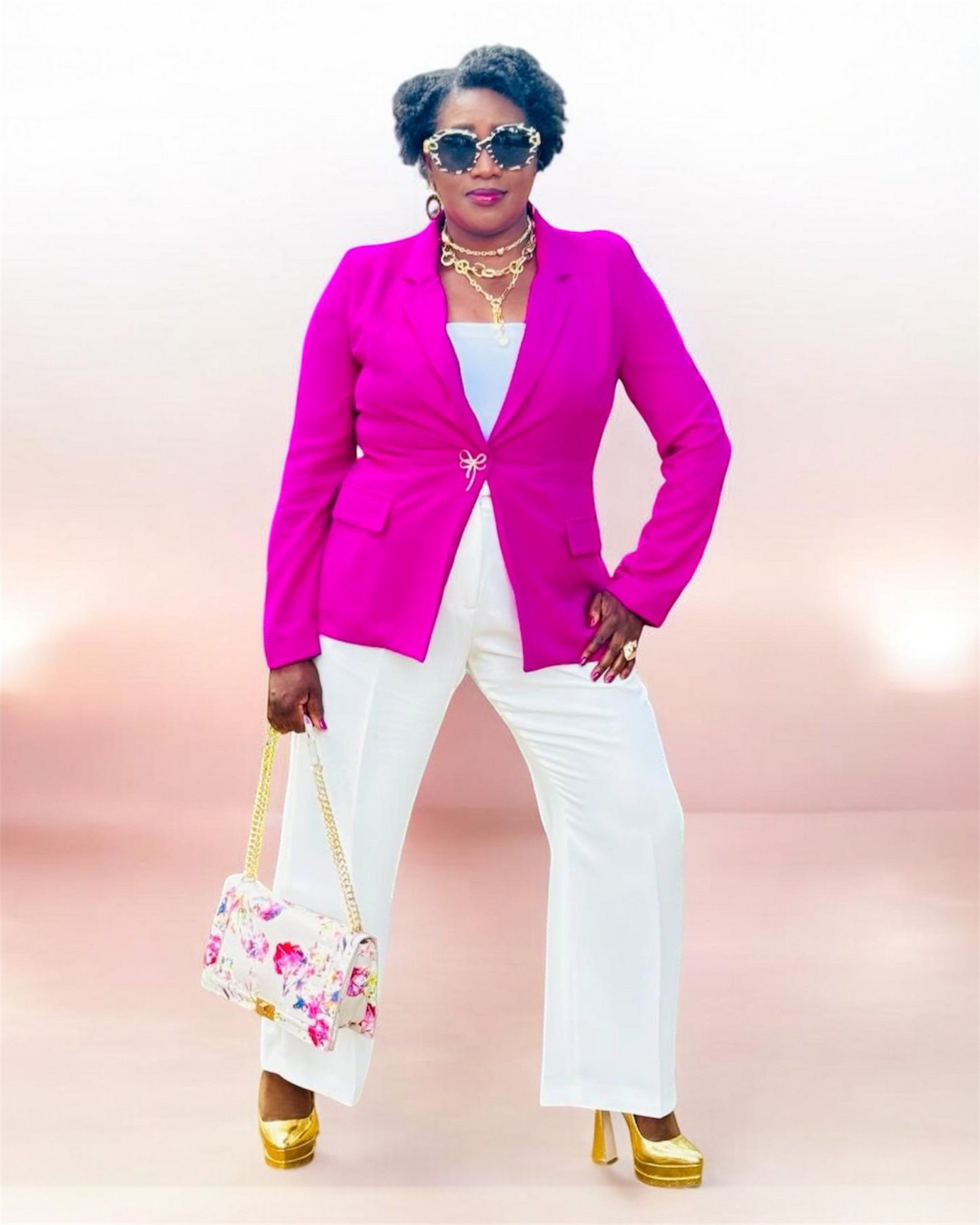Flap Pocket Open Front Blazer
