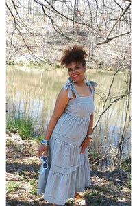 Stripe Ribbon Tie Midi Dress - Fashion Sophisticated Boutique