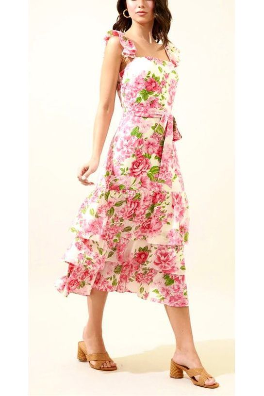 Guayana Ruffle Tiered MIDI Dress - Fashion Sophisticated Boutique