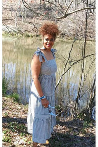 Stripe Ribbon Tie Midi Dress - Fashion Sophisticated Boutique