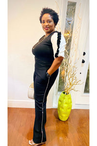 Black and White Tapered Smart Lounge Set - Fashion Sophisticated Boutique