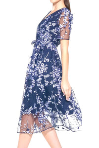 Kensie Embroidery Mesh Midi  Dress - Fashion Sophisticated Boutique