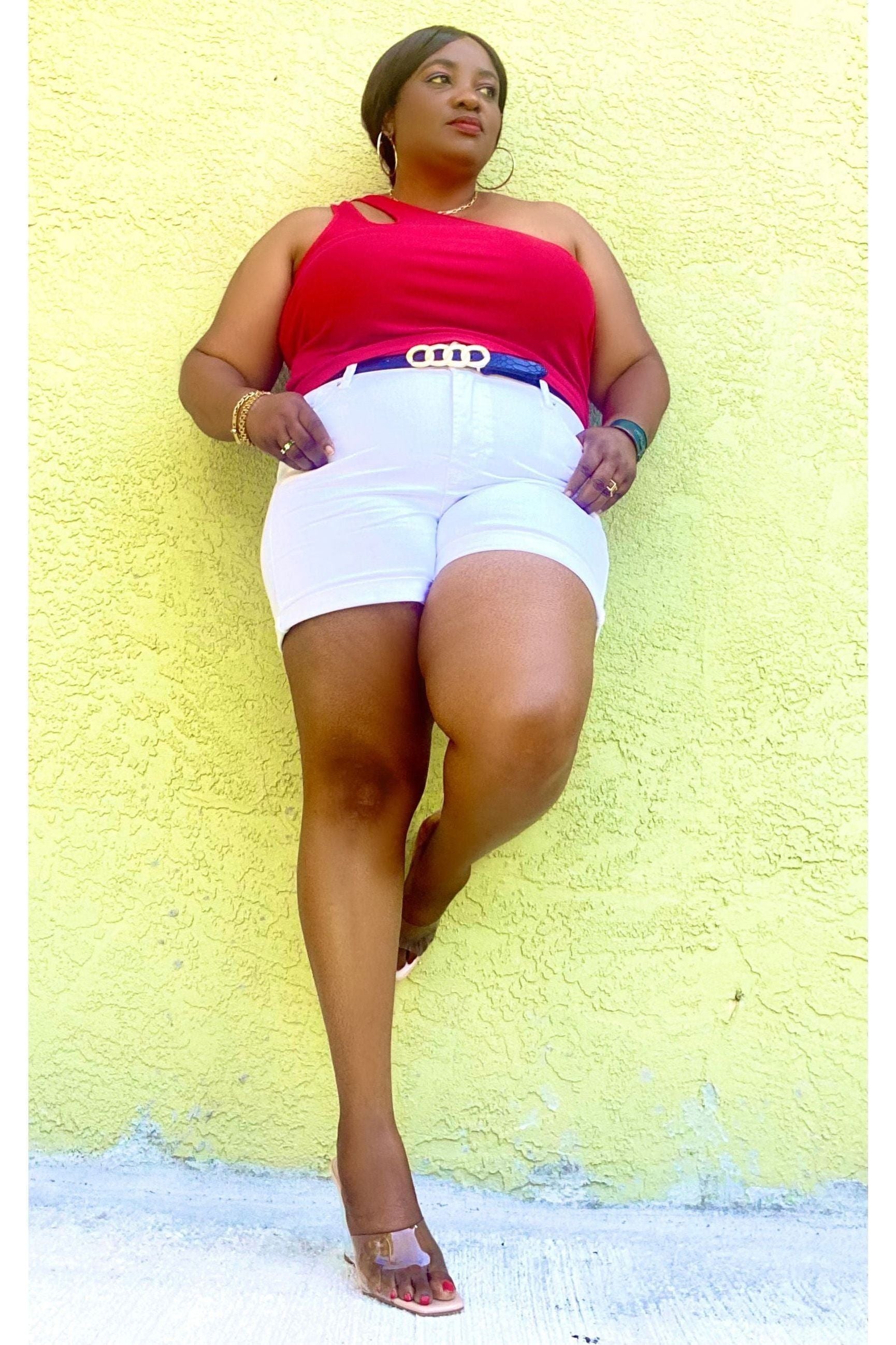 White Cuffed Denim Shorts - Fashion Sophisticated Boutique