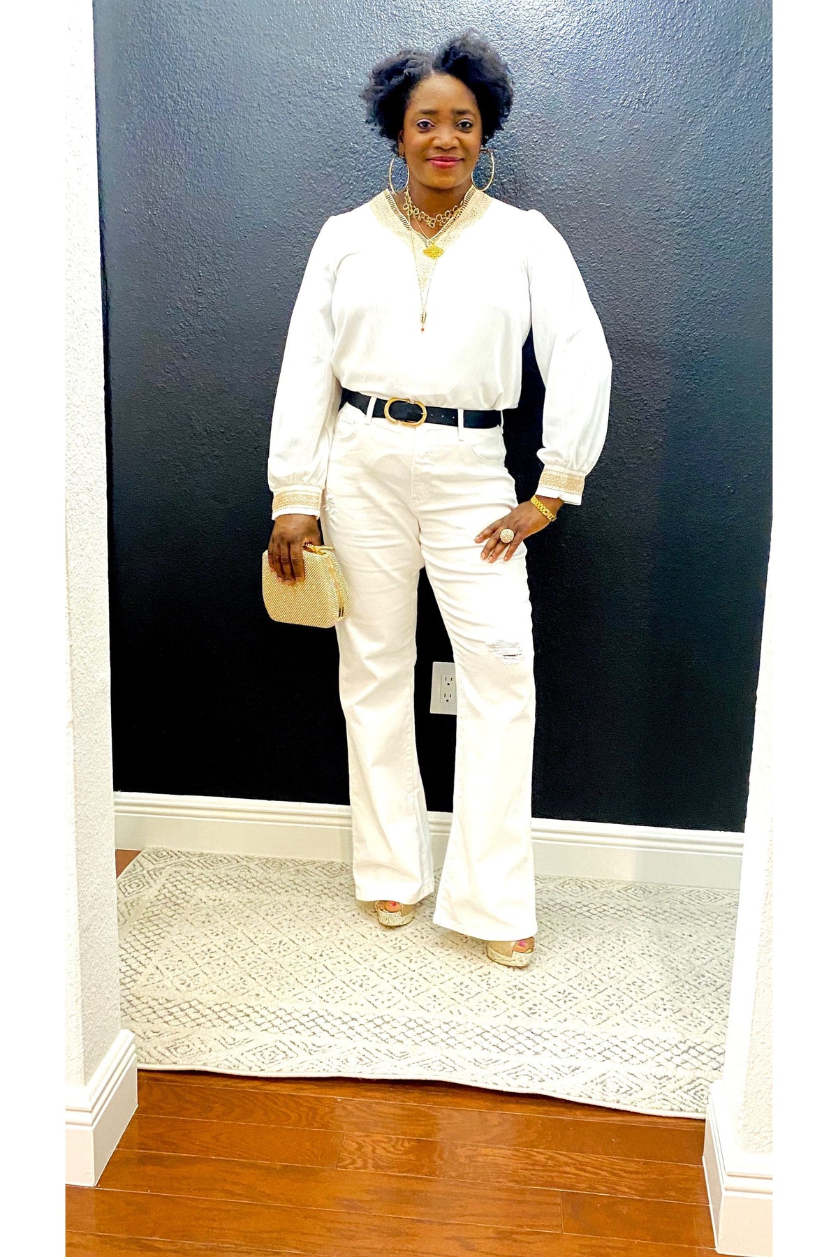 White Minimally distressed Bootcut Jeans - Fashion Sophisticated Boutique
