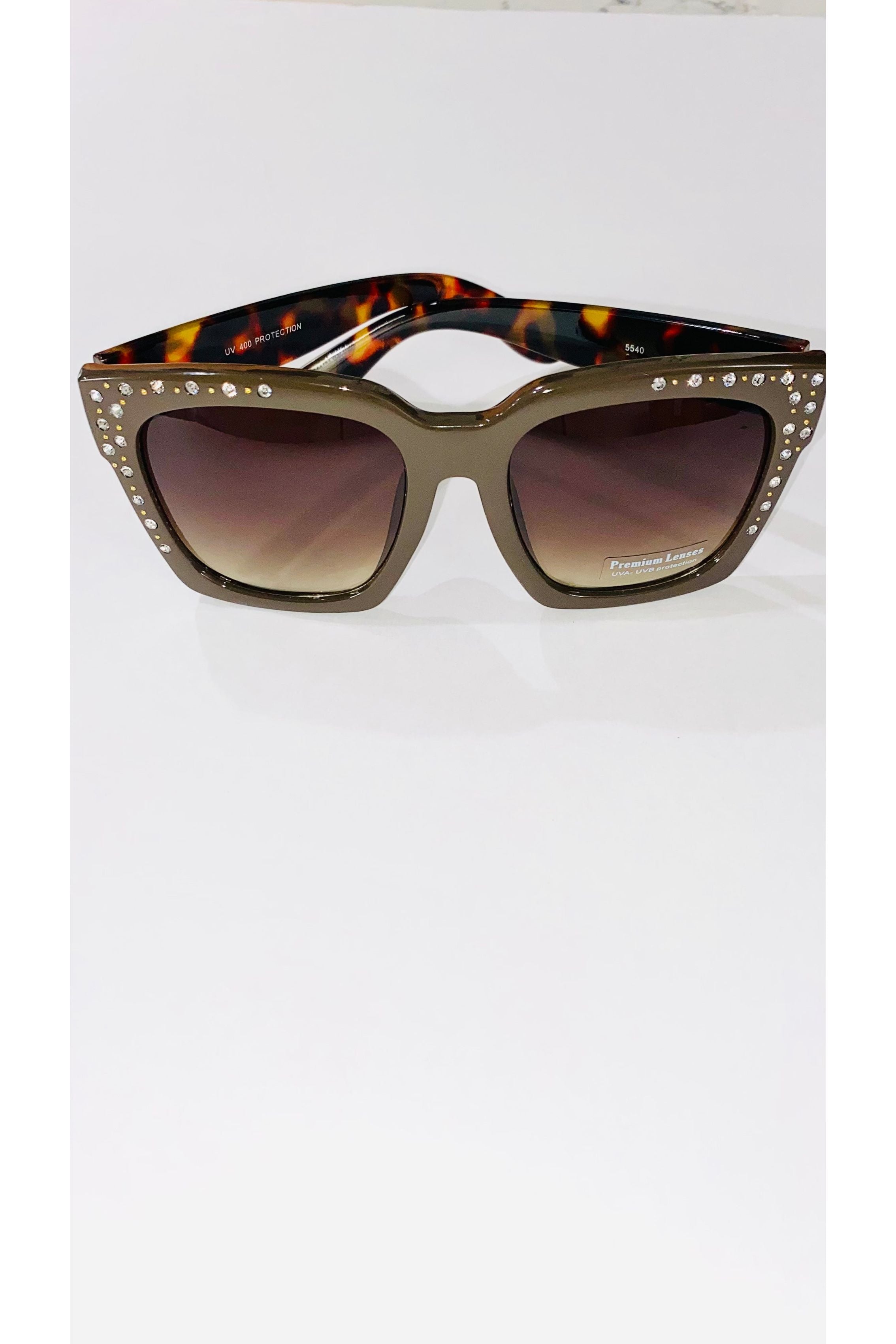 Oversized Embellished Square Sunglasses - Fashion Sophisticated Boutique