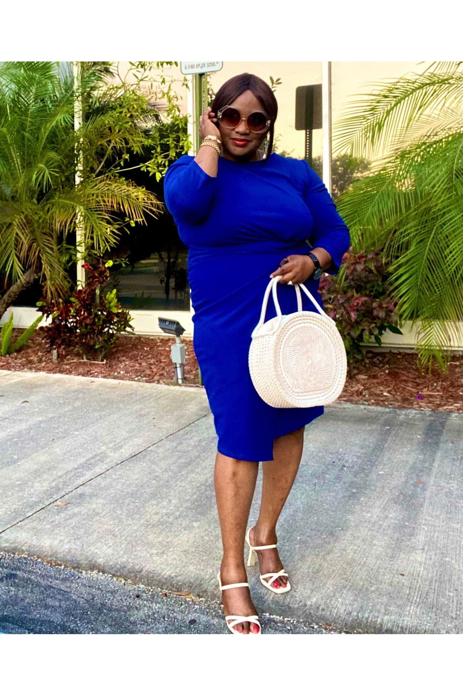 Blue Side Twist Dress - Fashion Sophisticated Boutique