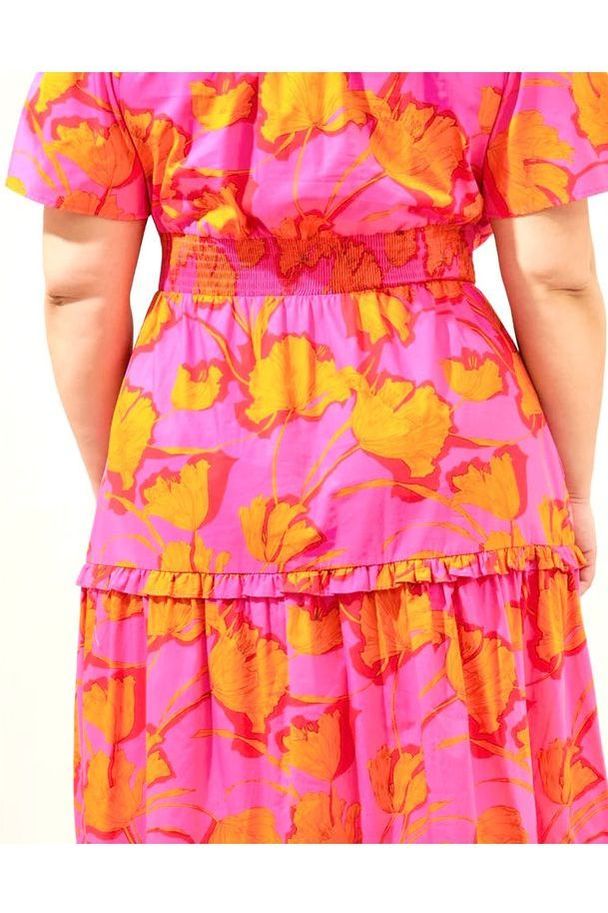 Tiered Fuchsia- Orange Dress - Fashion Sophisticated Boutique